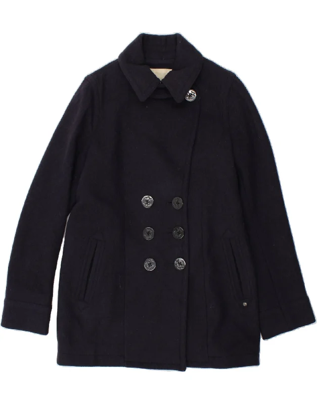 RALPH LAUREN Womens Pea Coat UK 16 Large Navy Blue Wool