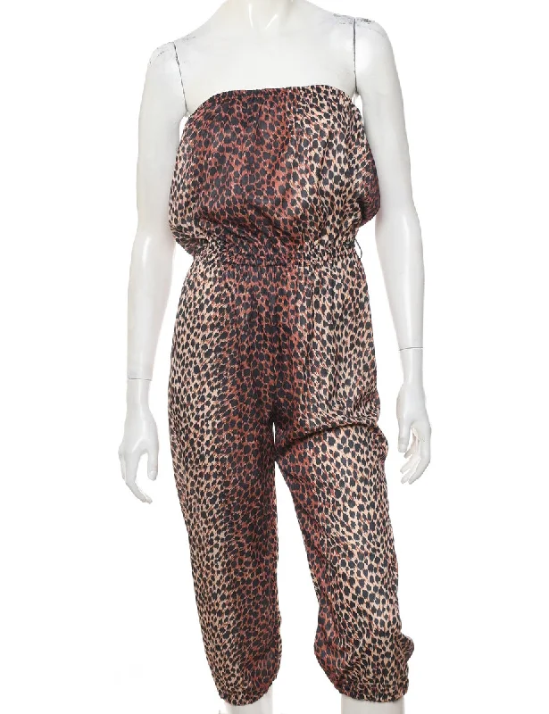 Strapless Animal Print Jumpsuit - M