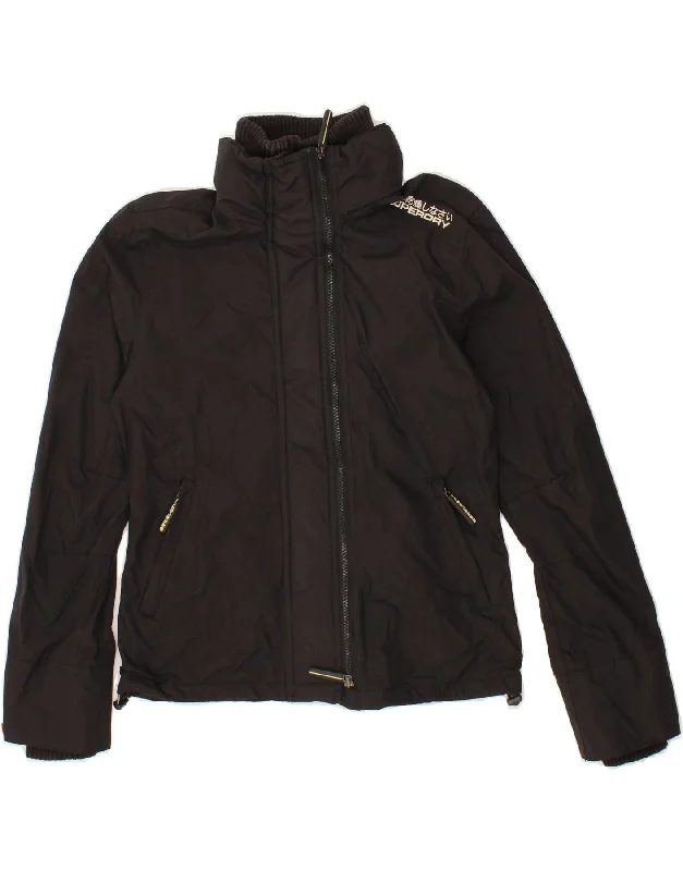 SUPERDRY Womens Rain Jacket UK 40 Large Black Polyester