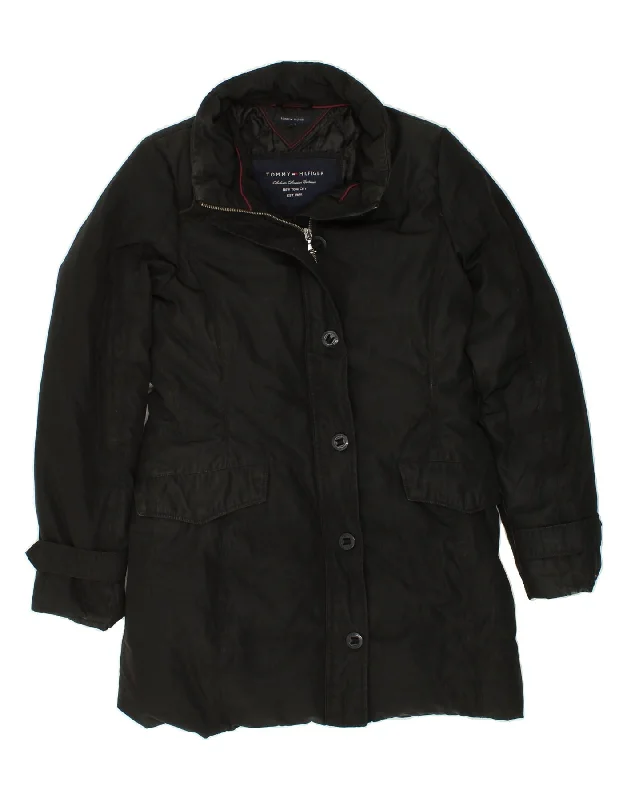 TOMMY HILFIGER Womens Padded Coat UK 14 Medium Black Polyester