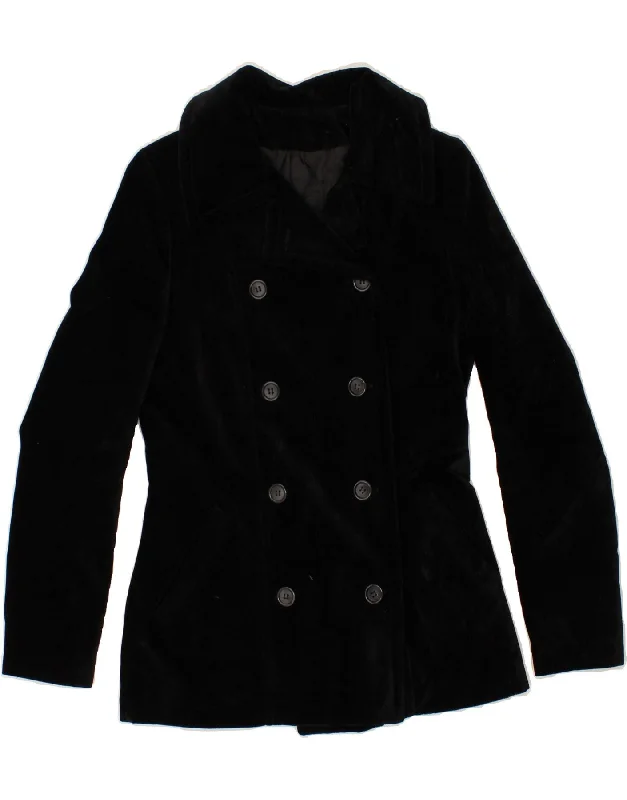 VINTAGE Womens Pea Coat UK 12 Medium Black