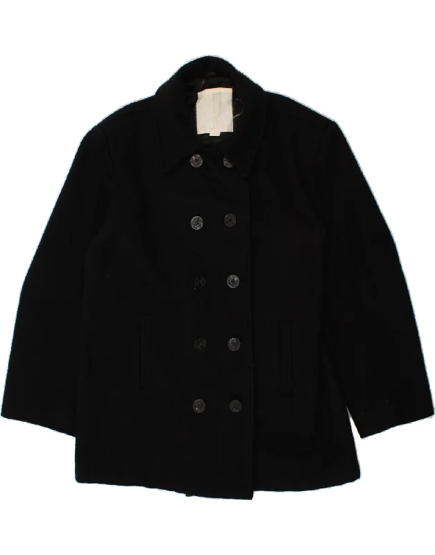 VINTAGE Womens Pea Coat UK 16 Large Black