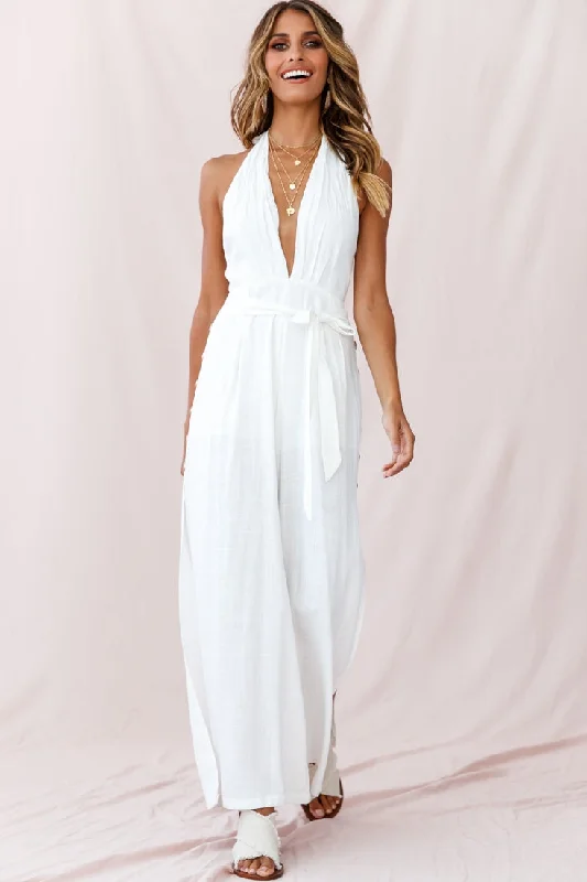 Aruba Wide Leg Halterneck Jumpsuit White