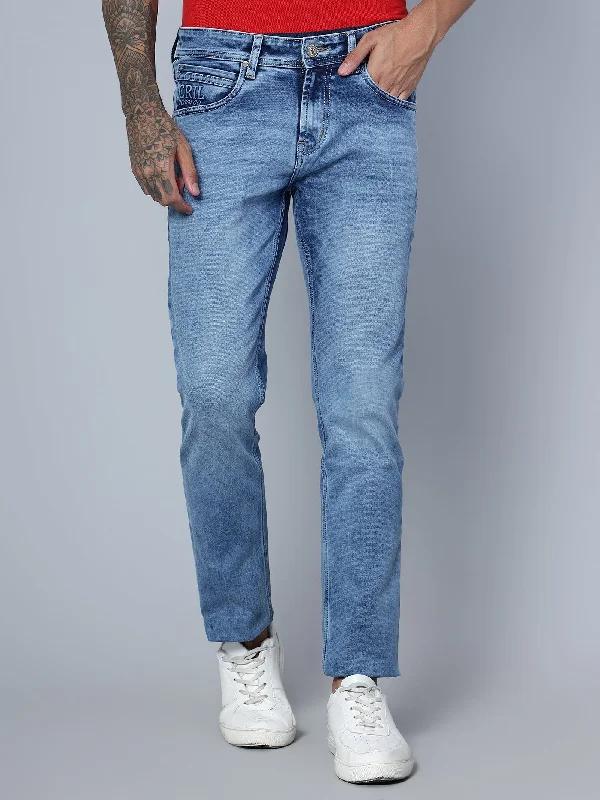 Men's Ultra Narrow fit Heavy Fade Medium Carbon Blue  Jeans