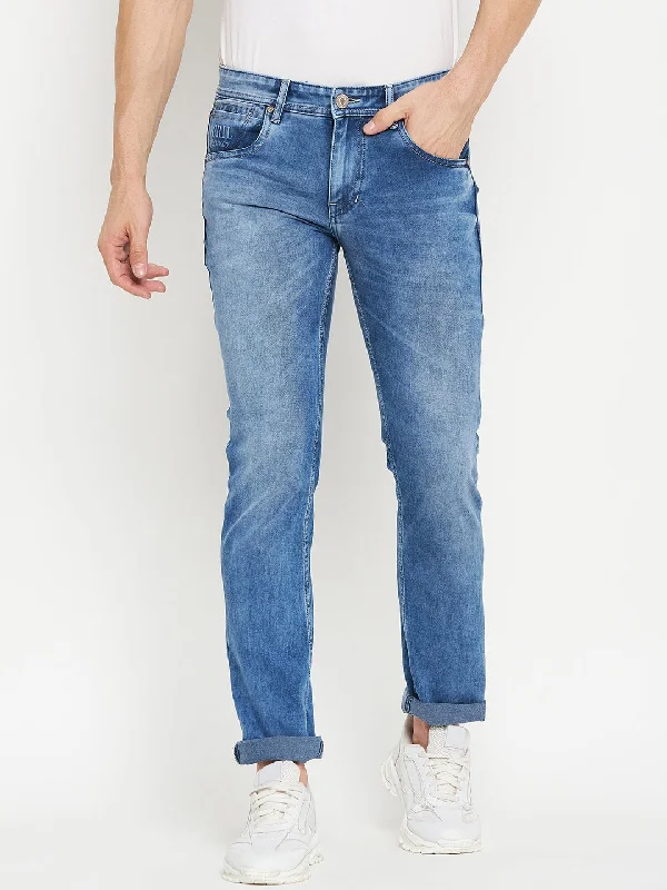 Men's Ultra Narrow fit Heavy Fade Indigo Blue  Jeans