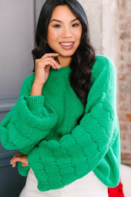 Feeling Close To You Kelly Green Textured Sweater