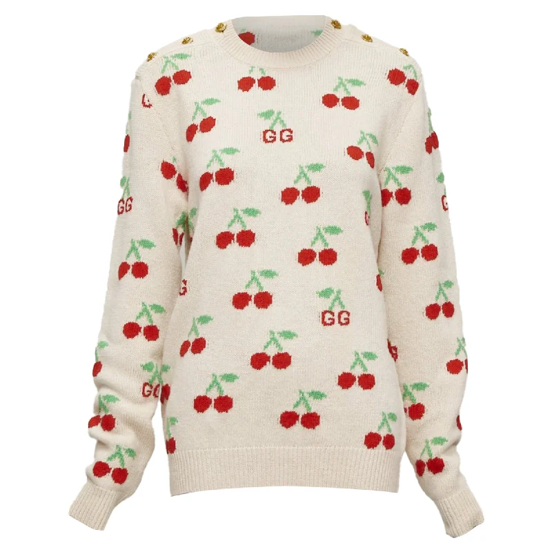 Gucci GG logo Cherries crew long sleeves sweater