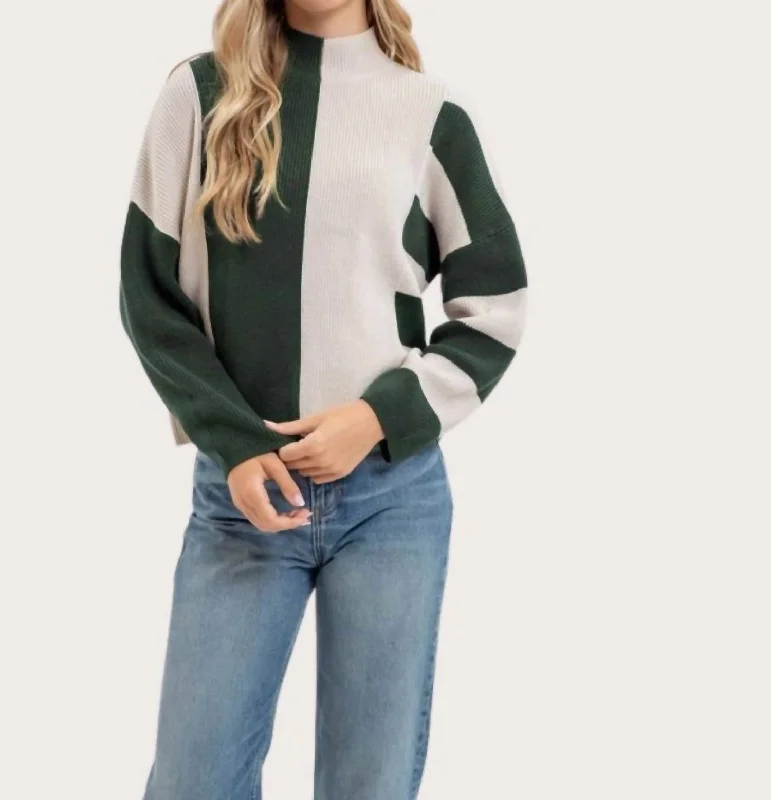 Hunter Colorblock Sweater In Cream/green