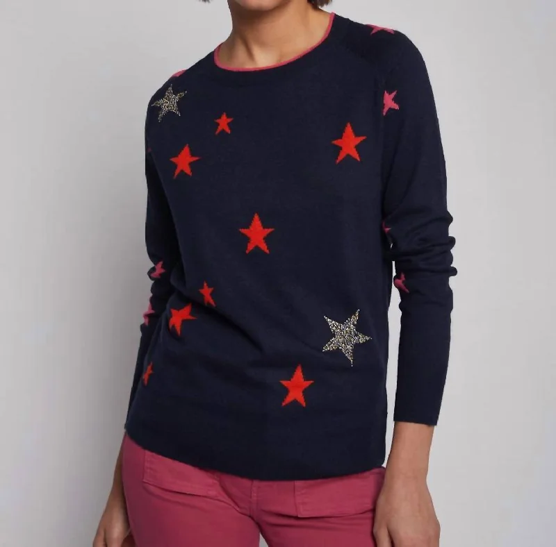 Intarsia Stars Sweater In Navy