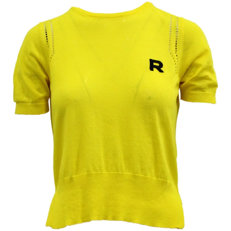 Rochas Knitted T-shirt in Yellow Cotton