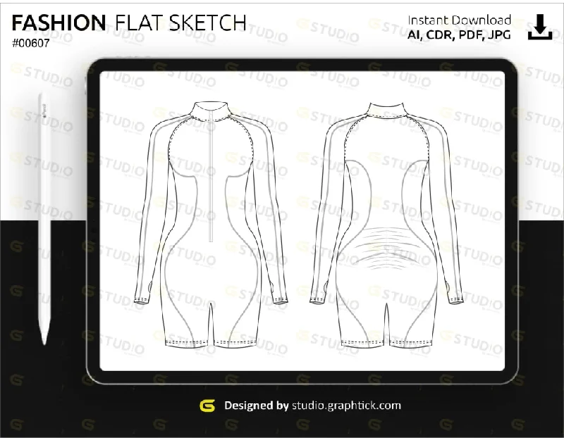 FULL SLEEVE JUMPSUIT FLAT SKETCH