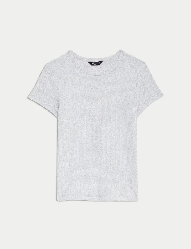 Cotton Rich Slim Fit Ribbed T-Shirt