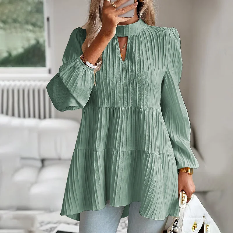 Elegant Solid Color Long Sleeve Tops Wholesale Womens Clothing N3824110900011