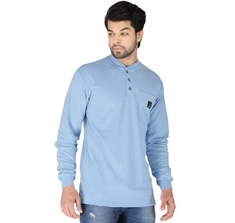 Forge FR Men's Light Blue Henley MFRHNLY-004-LT Blue