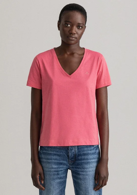 GANT Womens Original V Neck T-Shirt, Rapture Rose