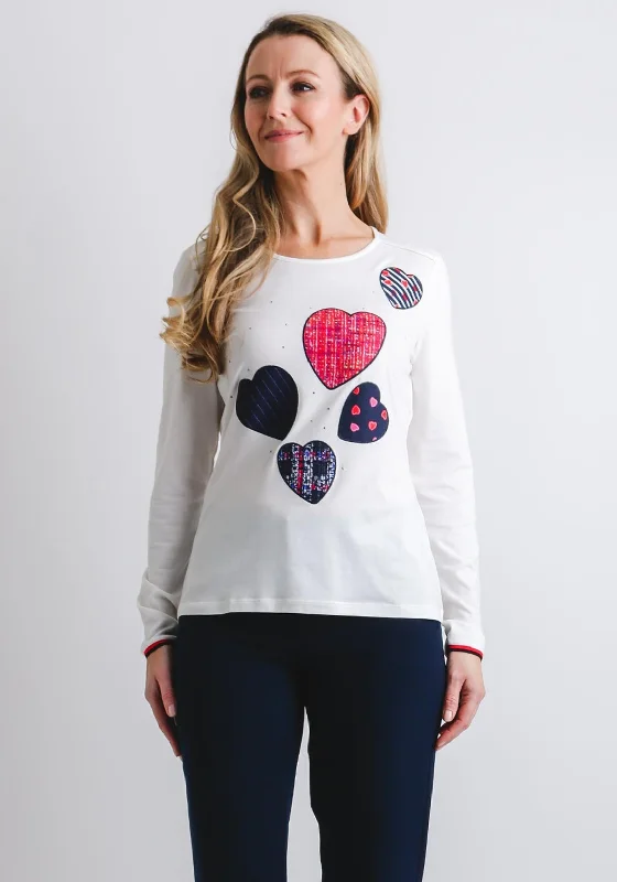 Gerry Weber Heart Print Long Sleeve T-Shirt, White