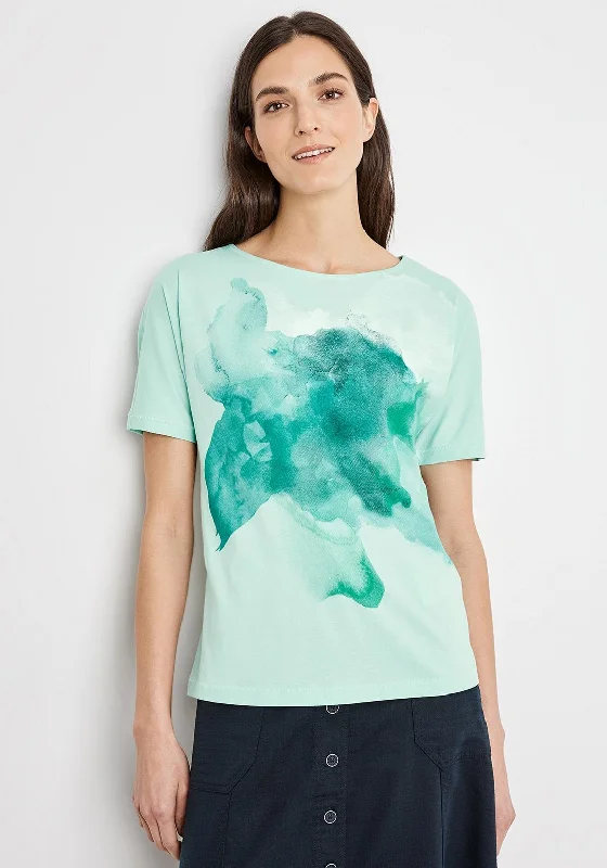 Gerry Weber Watercolour Print T-Shirt, Green Multi