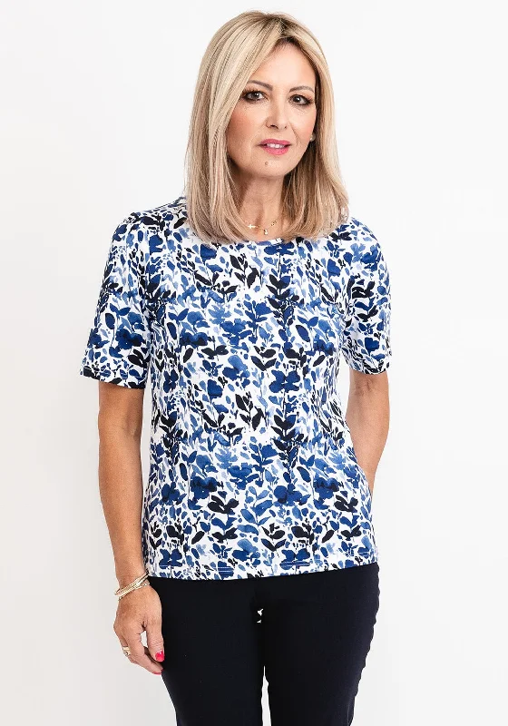 Micha Floral Round Neck T-Shirt, Blue Multi