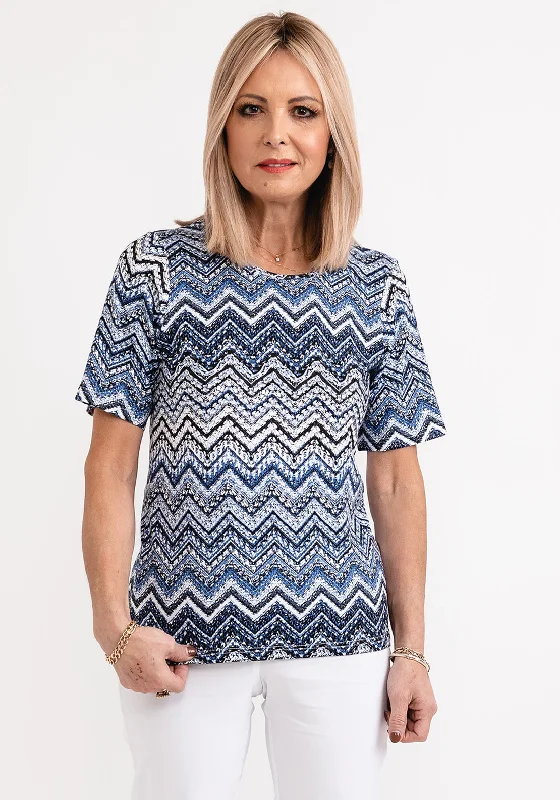 Micha Zig Zag Patterned T-Shirt, Blue Multi