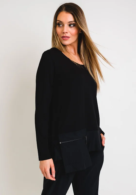 Naya Contrast Pocket Trim T-Shirt, Black