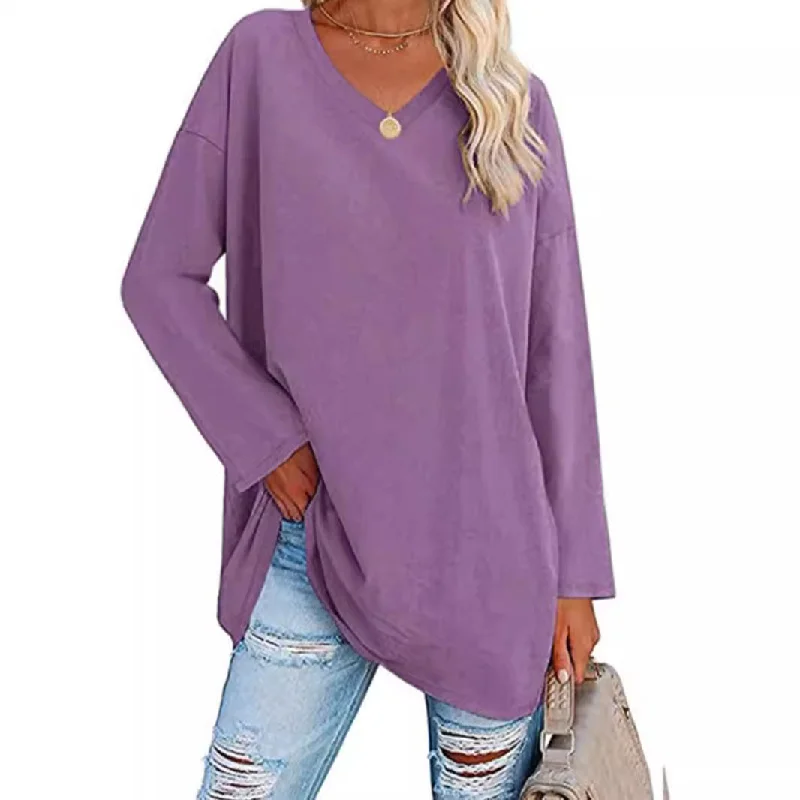 Solid Color Loose Casual Drop Shoulder Sleeve Tops Wholesale Womens Clothing N3824091200011