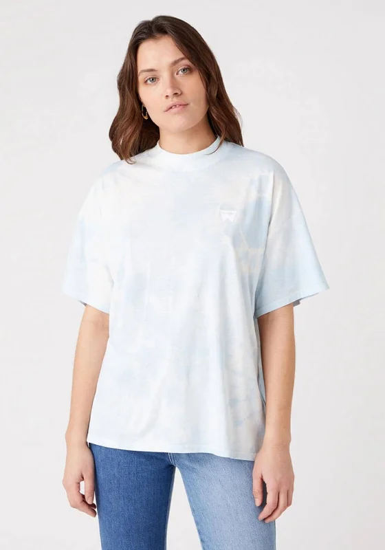 Wrangler High Rib Girlfriend Tie Dye T-Shirt, Blue