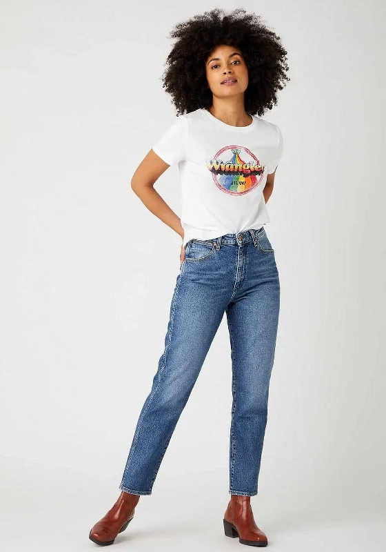 Wrangler Rainbow Rib Regular T-Shirt, White Multi